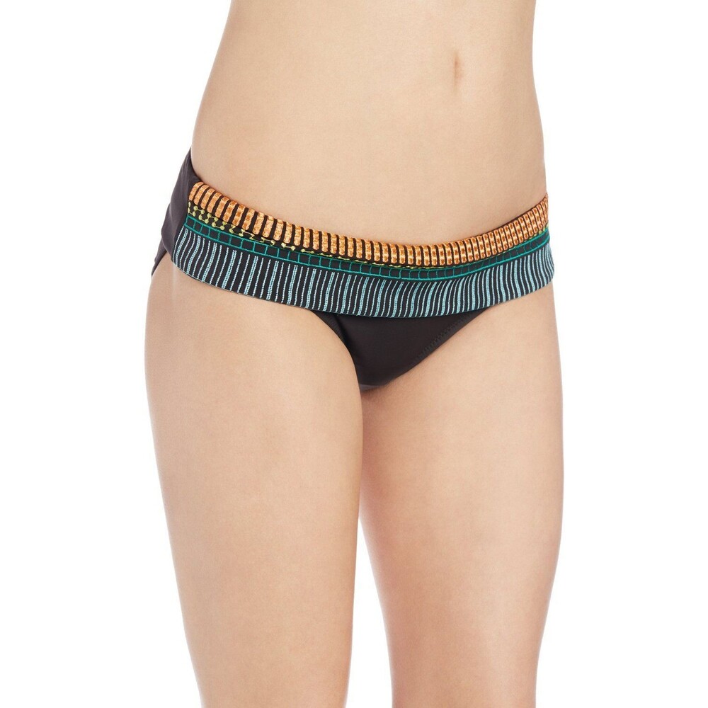 NWT NANETTE LEPORE S swimsuit bikini bottom only embroidered mayan foldover